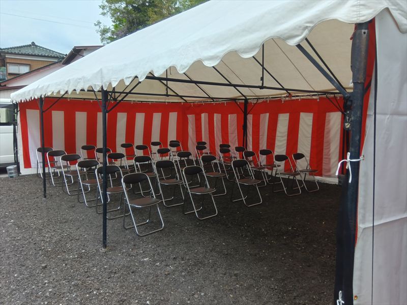 15坪テント 現場の様子